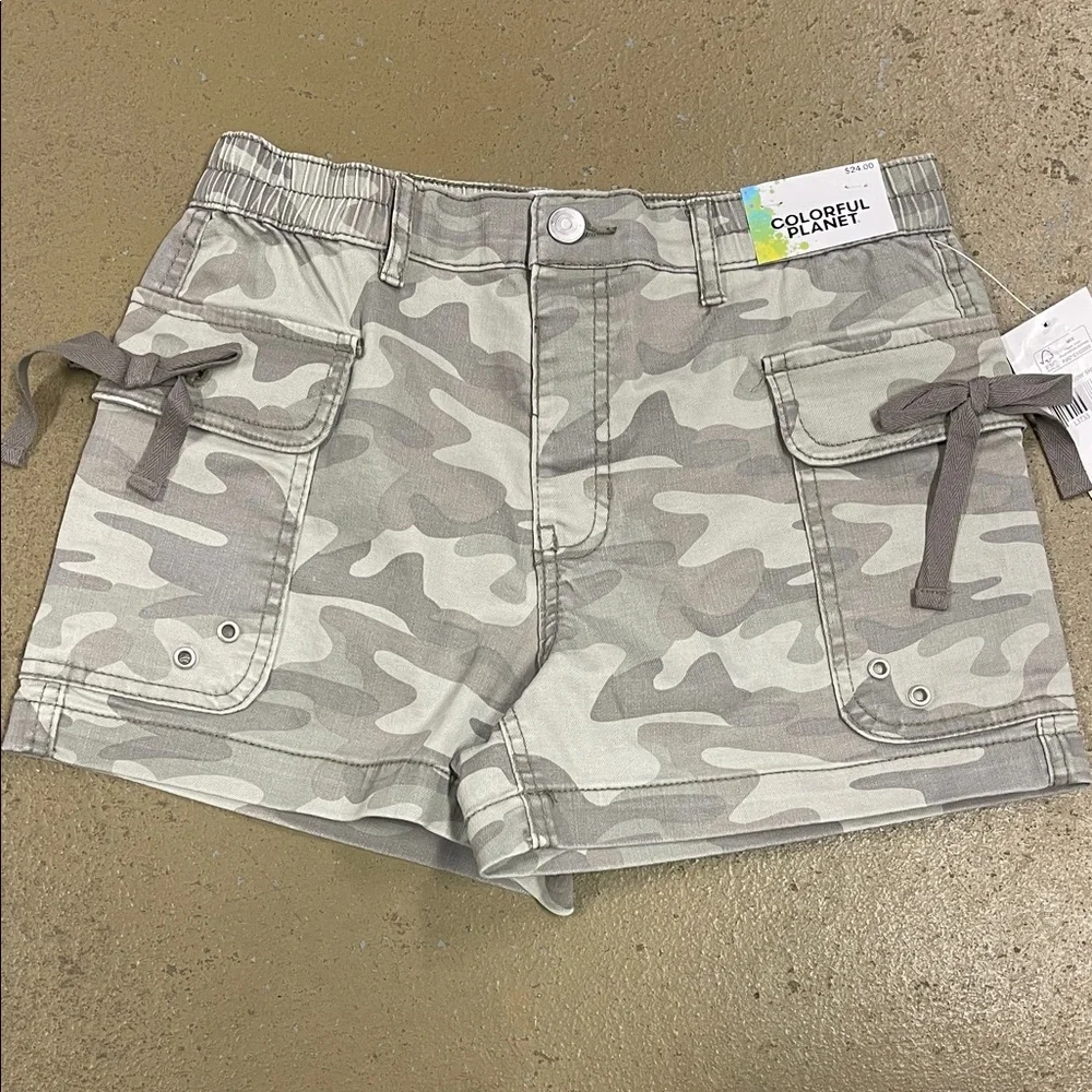 COLORFUL PLANET Camouflage Cargo Bow Shorts Girls Size 14 NWT